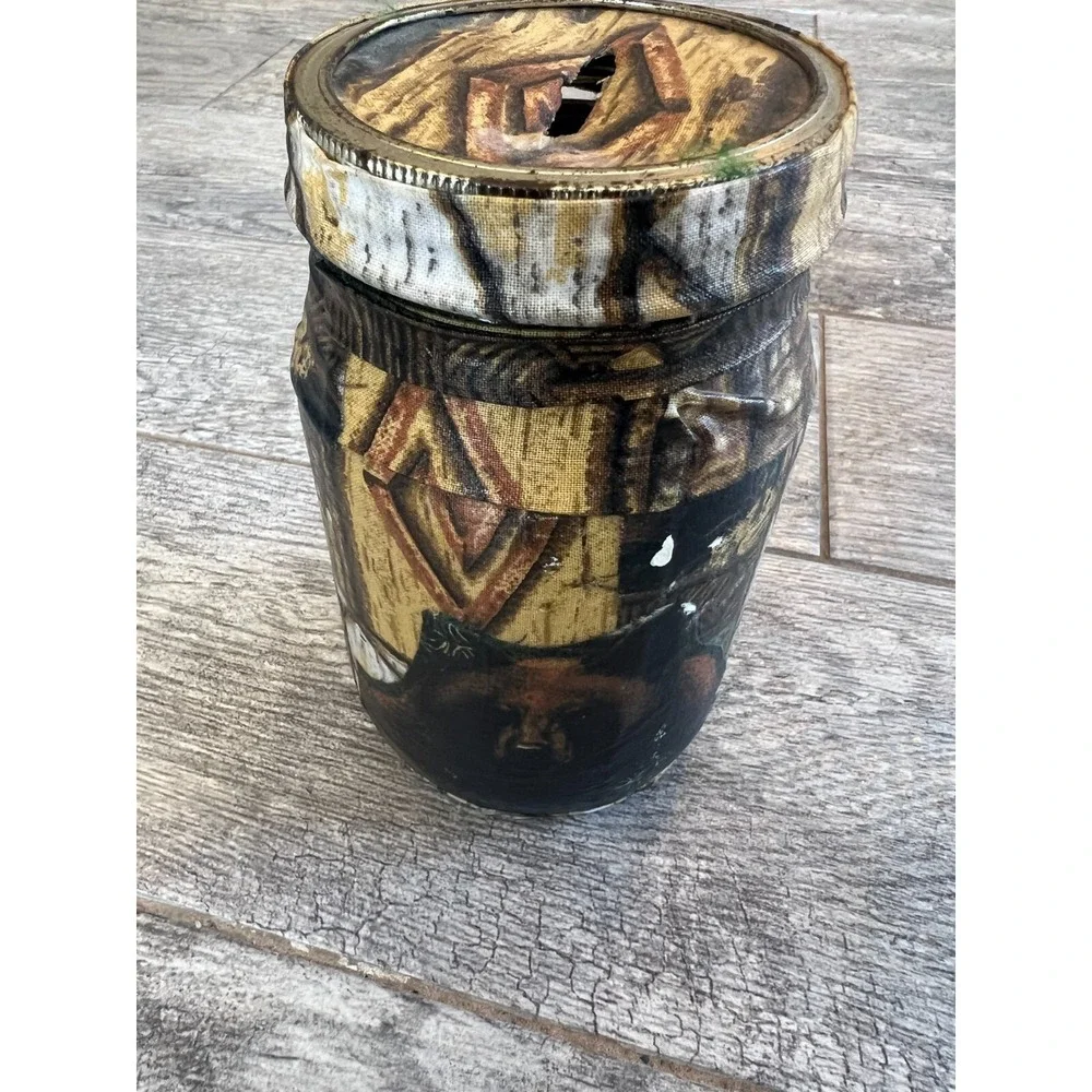 Hunting Man Cave Mason Jar Decoupage Handmade‎ Storage Hunting Wildlife Camo